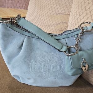 Juicy Couture Blue Suede Women's Bag with Chain Detail